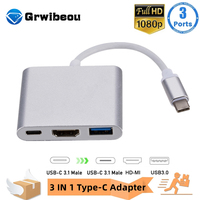 3 in 1 Usb Hub USB C to HDMI-compatible Splitter HUB Type-c to HDMI-compatible USB 3.0 Docking Station For Macbook Air Converter