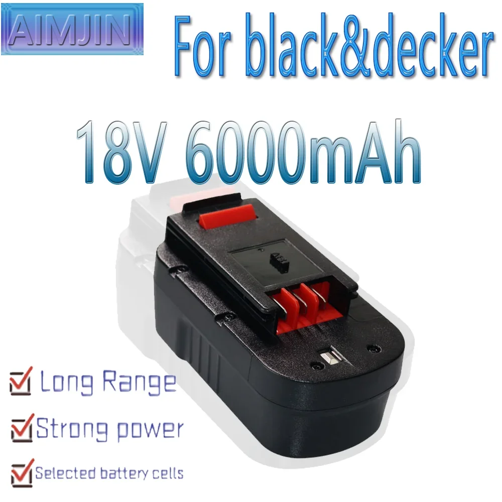 18V 6000mAh Power Tool Battery for Black&Decker A18 A1718 A18NH HPB18 HPB18-OPE FS1800CS FS1800D FS1800D-2 FS1800ID