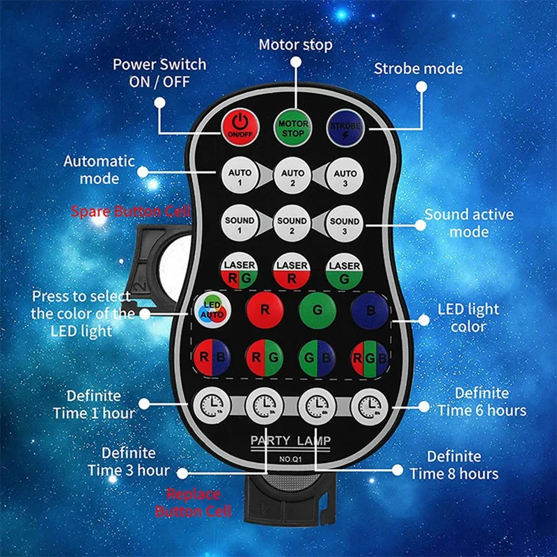 Proyector de luz LED estroboscópica para escenario, dispositivo de proyección con sonido láser, 7 colores, recargable por USB, para Navidad y Halloween