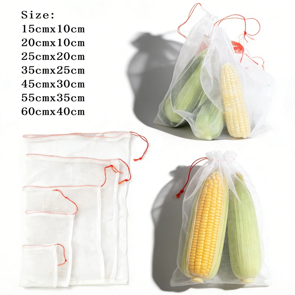 

5-20Pcs Garden Mesh Fruit Bags, Bird Proof Netting for Strawberries Grapes Vegetables, Reusable Plant Protection Cover