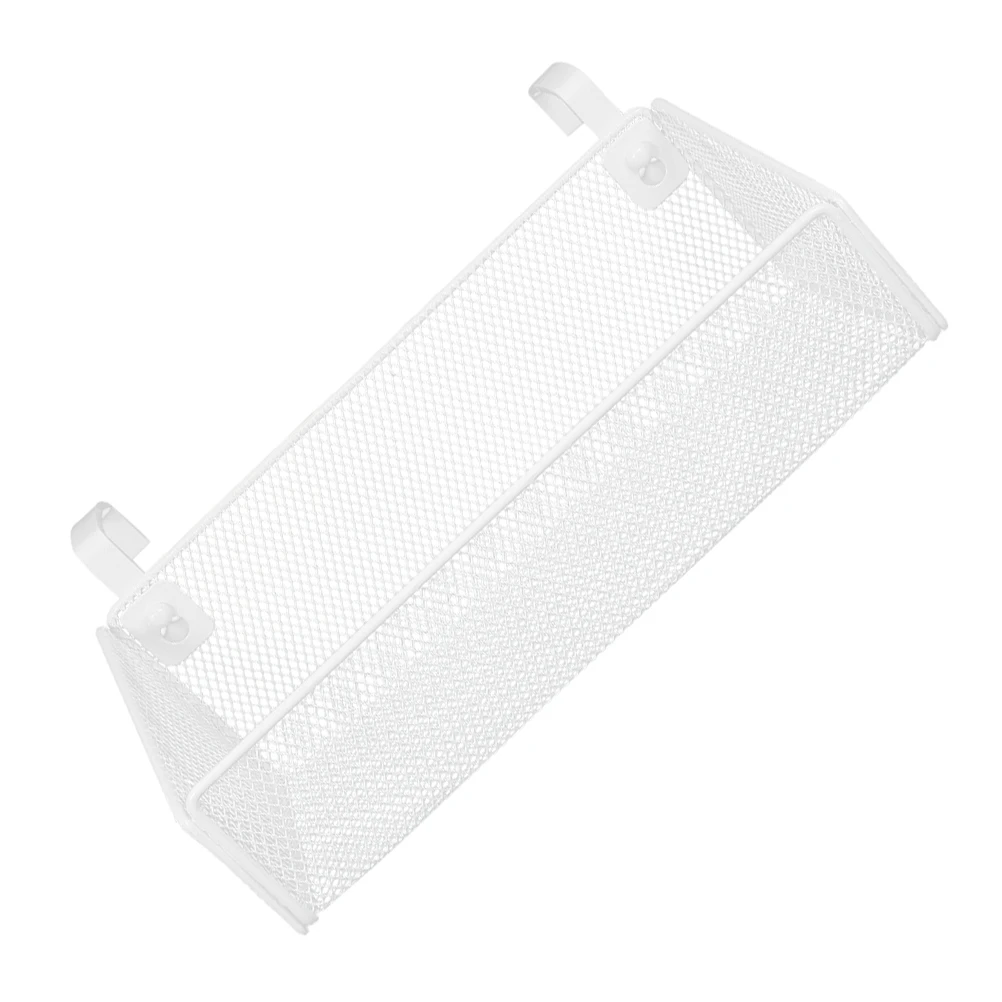 

Bedside Storage Hanging Basket Hanging Bedside Basket Metal Mesh Rack for Bedroom Dorm Office White Desk File Folder