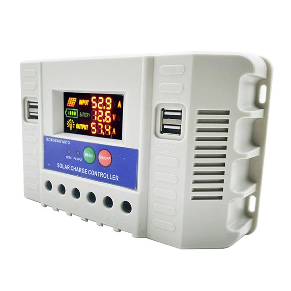 12 فولت/24 فولت الشمسية جهاز التحكم في الشحن 10A/20A/30A/40A/50A/60A 4-USB مخرجات شاشة الكريستال السائل لوحة طاقة شمسية منظم بطارية الرصاص الحمضية #2