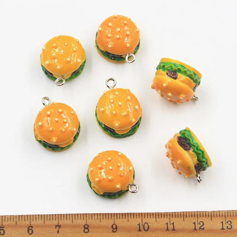 10pcs Charms Simulate Burger Food Hamburger 20x17x12mm Antique Silver Color Pendants Making DIY Handmade Tibetan Finding Jewelry