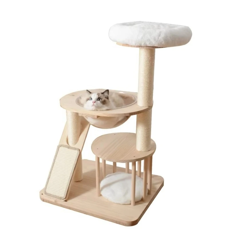 

Solid Wood Cat Tree Scratcher Multi-Layer Sisal Climbing Column Modern Large Cats Cross-Border Special Cat Nest-Available