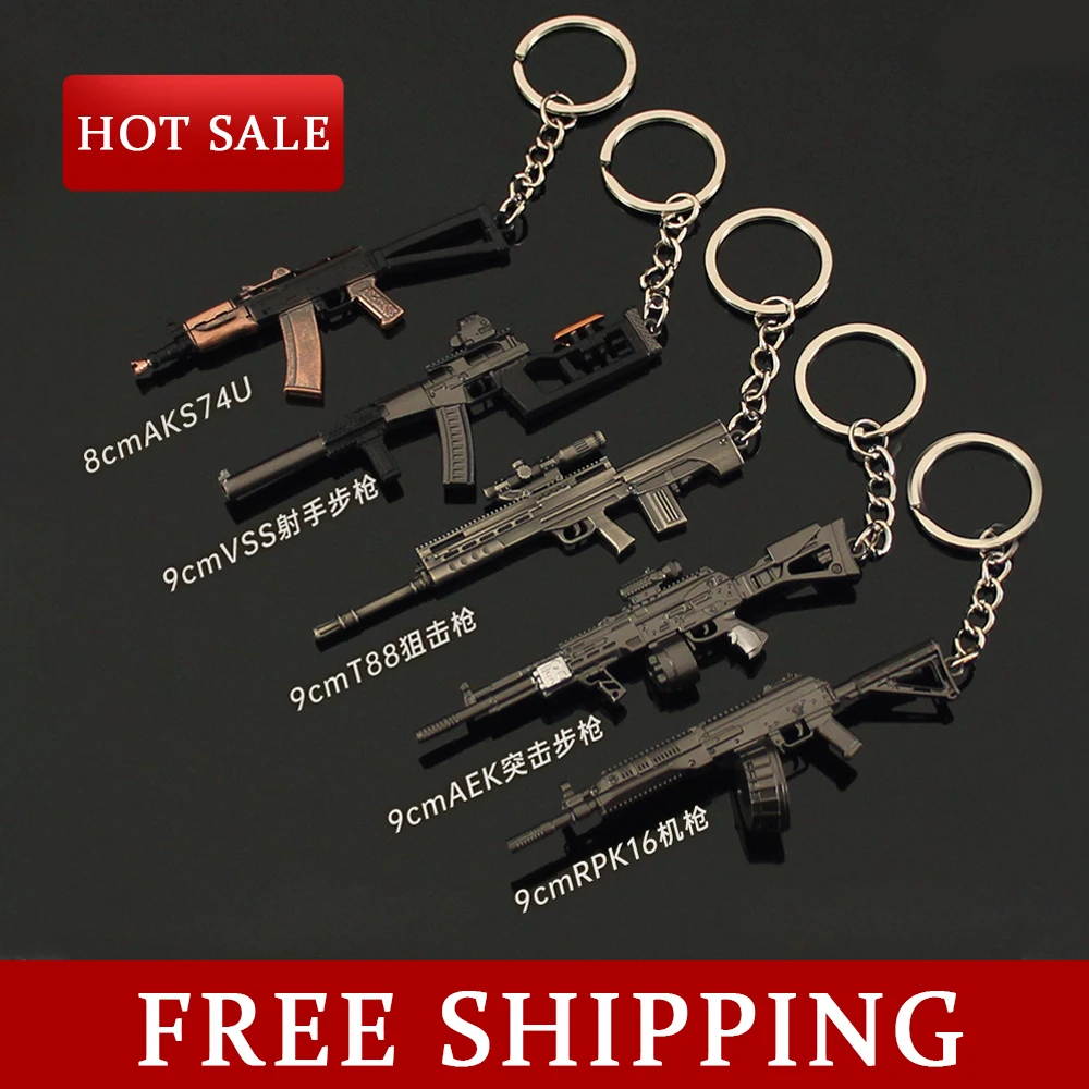 9cm Arena Breakout, Game Peripheral, Gun Model, Pendant Keychain for Men Boys, Mini Metal Key Ring, Collectible Accessories Toys