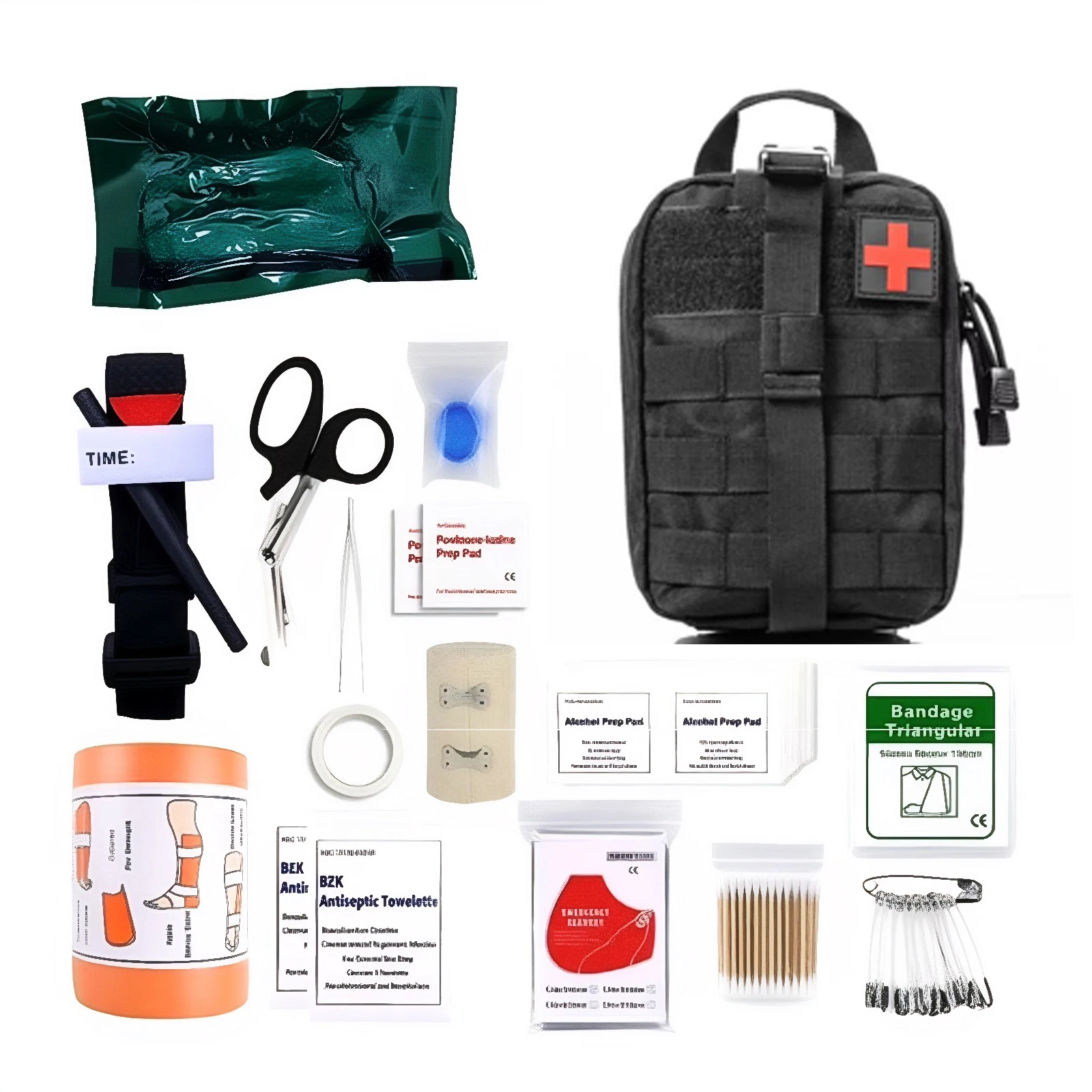 Red & Black First Aid Kit with Tourniquet, EMT IFAK Supplies, Portable Emergency Survival Backpack for Camping & Hiking - view 2
