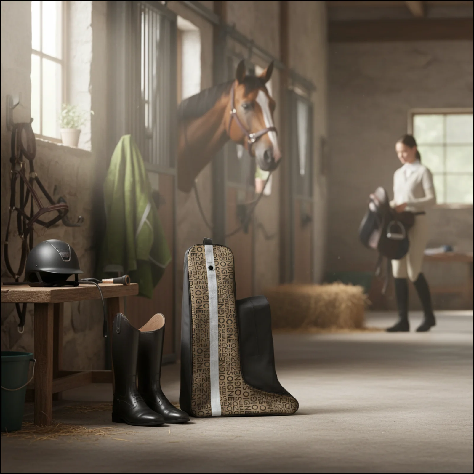 Equestrian Boot Travel Bag, Side Pocket, Waterproof Wear Resistant Sports Horse Riding Tall Boots Bag, Carry Bag for Boots