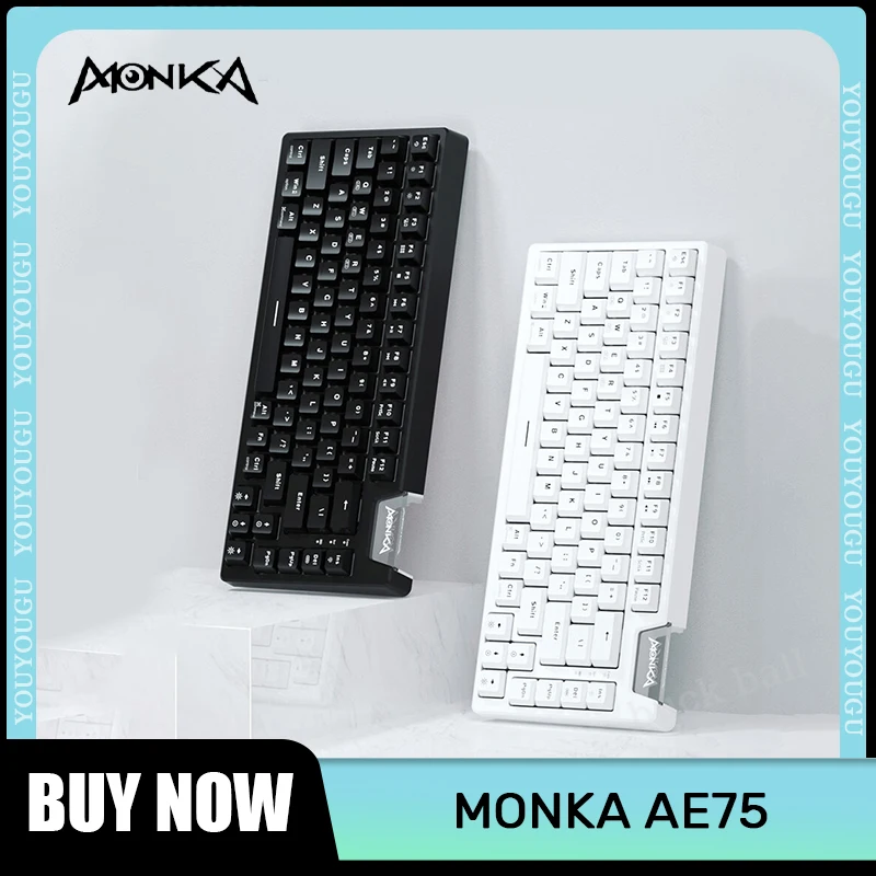 

Игровая механическая клавиатура Monka AE75, проводная Беспроводная Bluetooth клавиатура с 3 режимами, Rgb подсветка, прокладка, для ноутбука