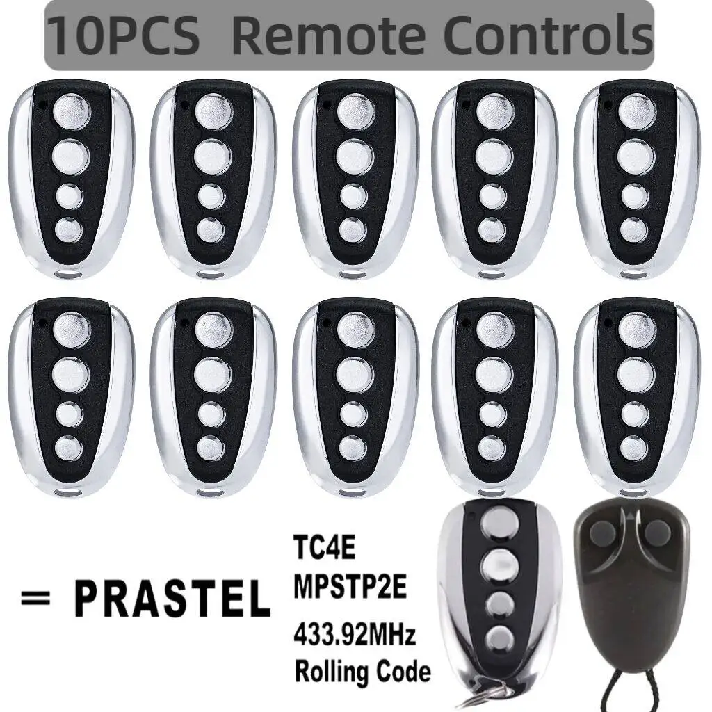 

1-10pcs PRASTEL TC4E MPSTP2E Garage Door / Gate Remote Control 433.92MHz Rolling Code Opener Key