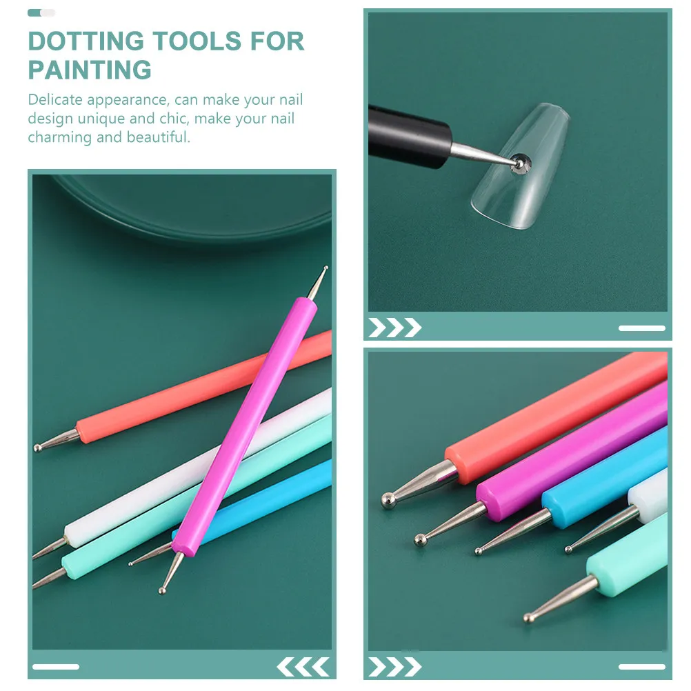 5Pcs Nail Dotting Tools Drawing Pens Nail Art DIY Painting Stylus Manicure Tools Professional Supplies Embossing Tool