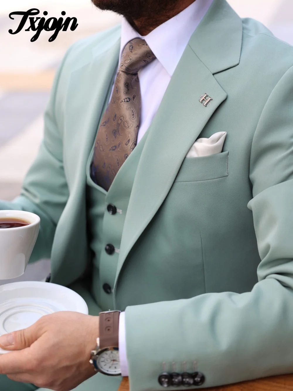Elegant Single Button Men Suit Set 2PCS 2025 Fashion Notched Lapel Men Tuxedos Suit Handsome Slim Suit For Groom Suit Customized