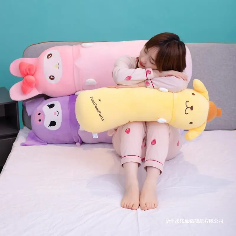 Sanrio Cylindrical Long Pillow Cinnamoroll My Melody Lovely Soft Plush Bed With Cylindrical Pillow Children's Soothing Toy Gift