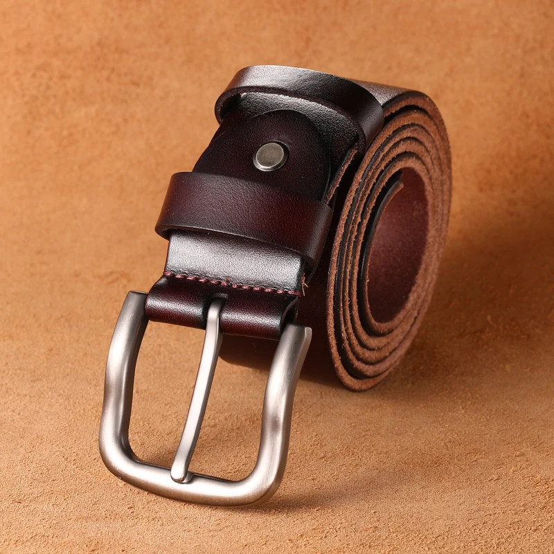 3.8CM Leather Man Belt Top Layer Leather Casual High Quality Belt Pin Buckle Genuine Cow Belts For Men Original Cowhide