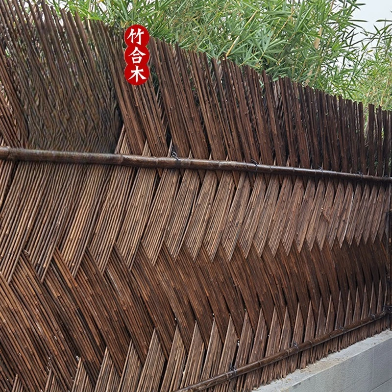 Bamboo Privacy Fence for Villa Courtyard, Tight Weave Design with Sturdy Posts, Outdoor Partition Wall & Windbreak