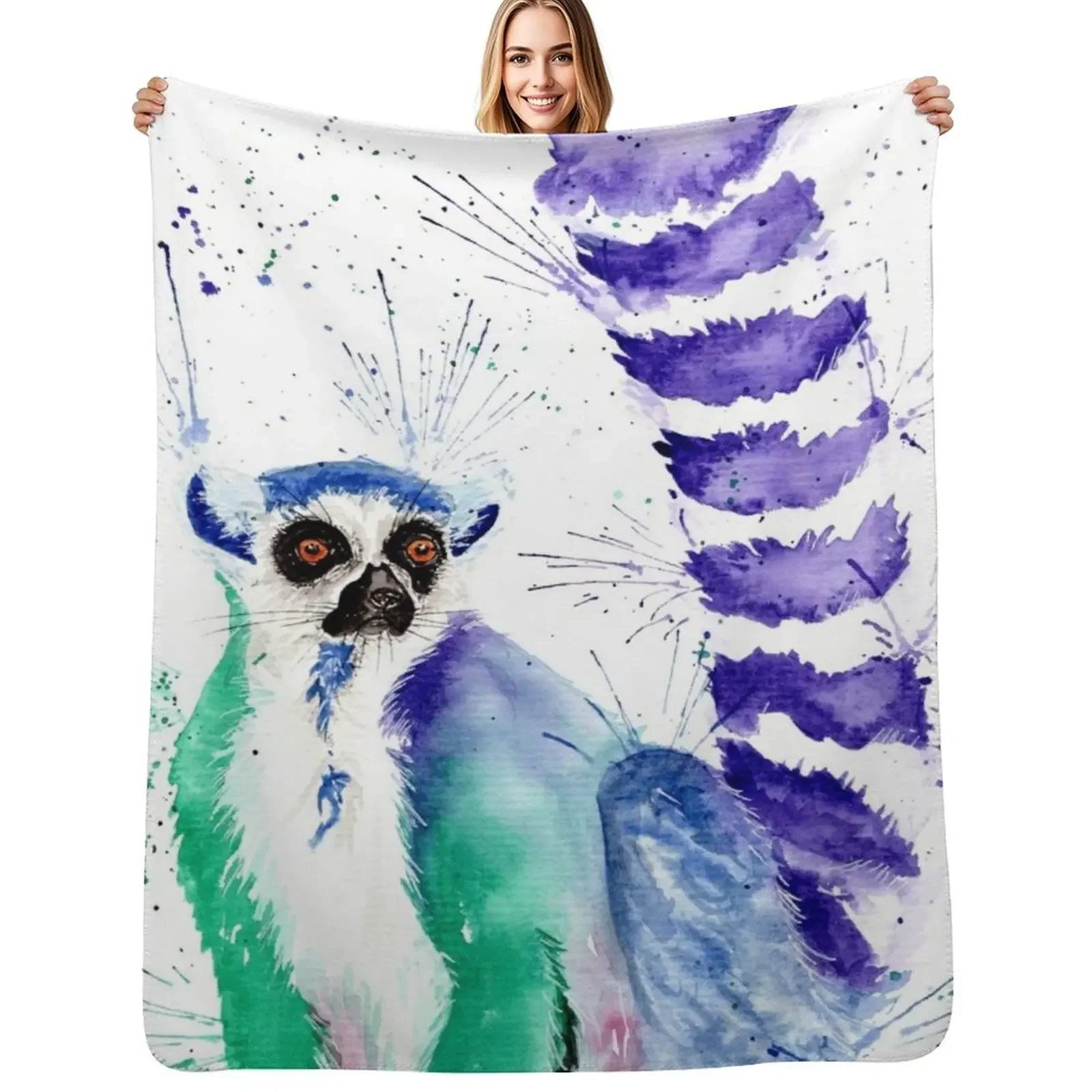 

Cute quirky colourful sassy ring tailed Lemur Throw Blanket Cute Large Single Blanket