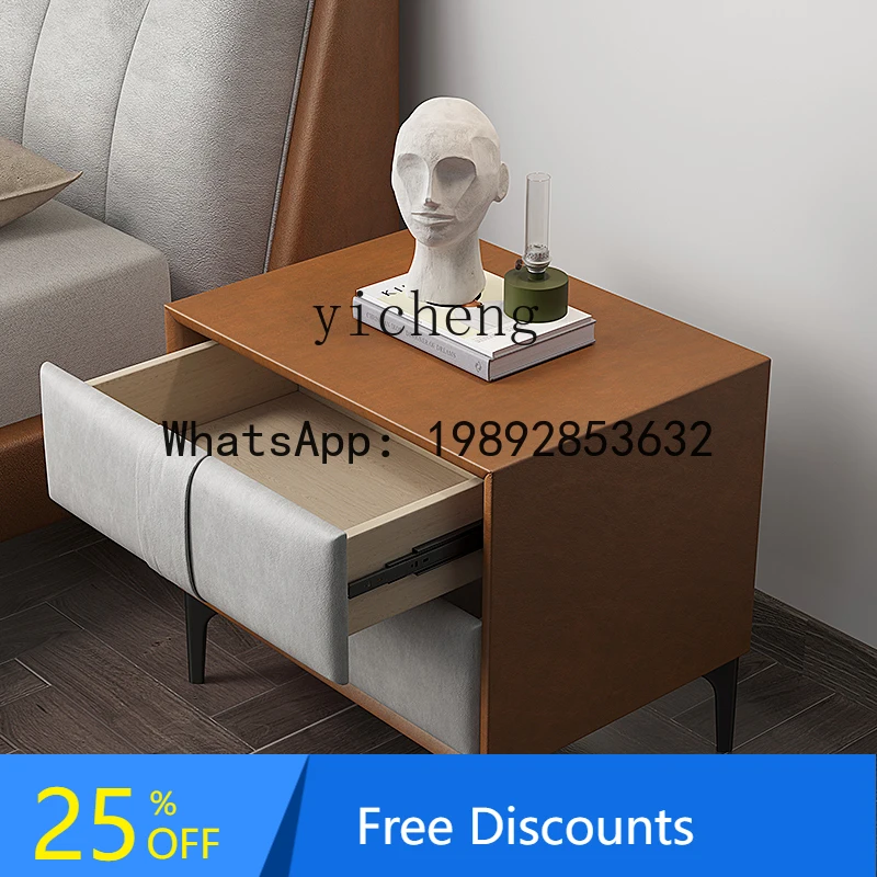 bedside table storage cortex minimalist modern two-color all solid wood simple home decoration accessories