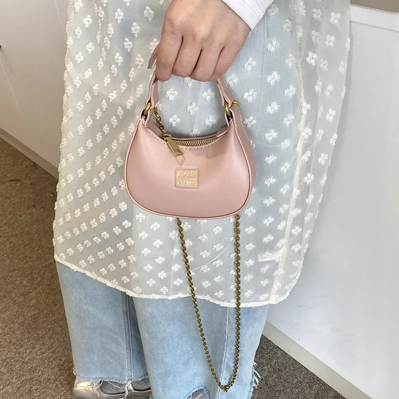 2024 New Mini Women\'s Shoulder Bag Chain Crossbody Bag Fashion Moon Lipstick High Street Small Bag Underarm Bags Handbag