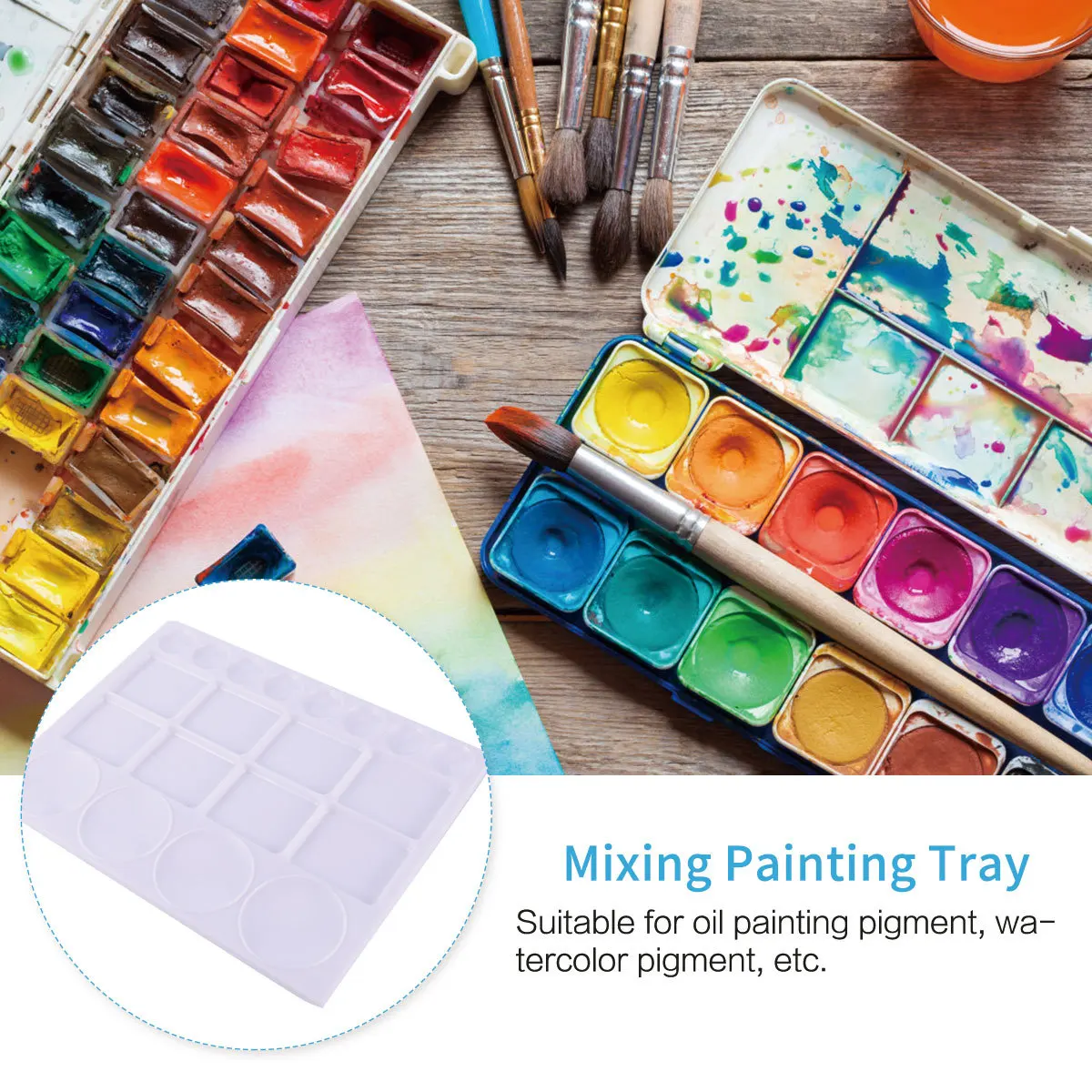 

1Pcs Square Painting Color Tray Plastic Durable Portable Art Drawing Tray for Mixing Watercolor Gouache Pigments