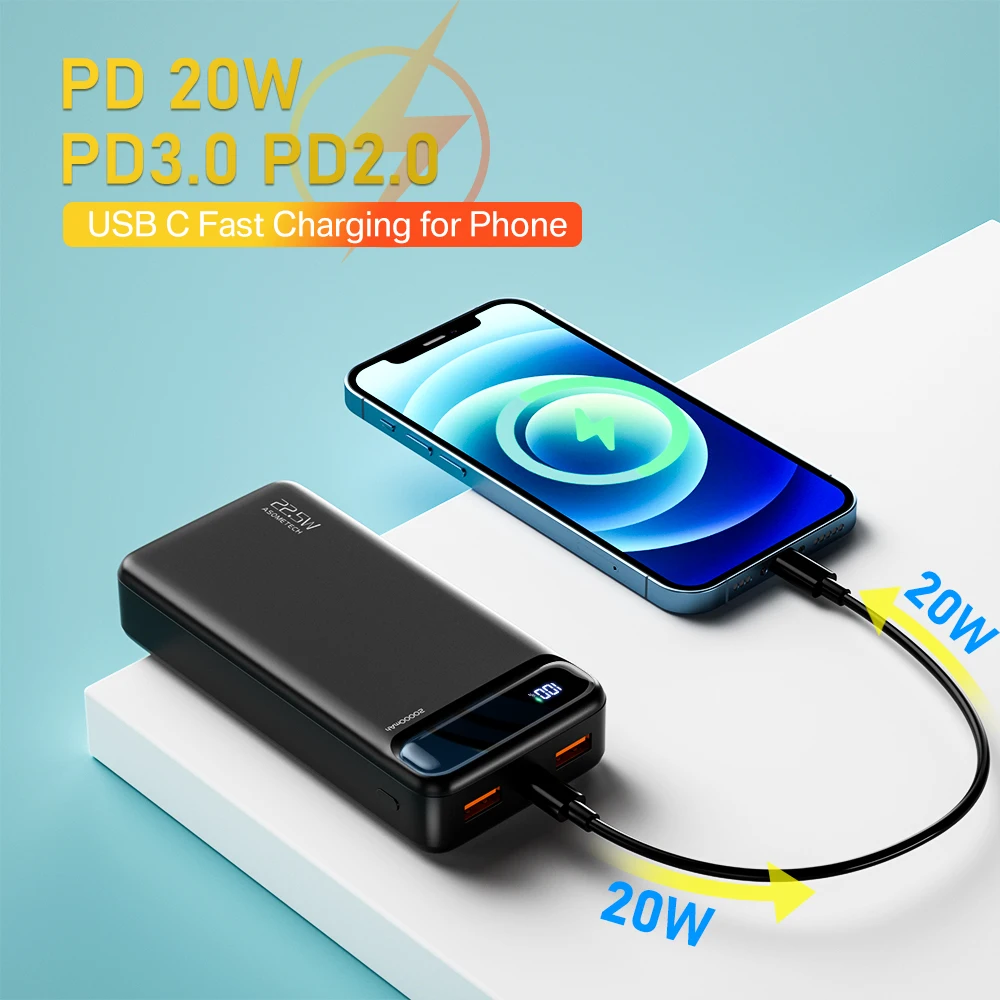 Power Bank 20000mAh Caricatore portatile 10000mAh Powerbank Carica rapida Batteria esterna PoverBank per iPhone 13 12 11 Huawei Xiaomi