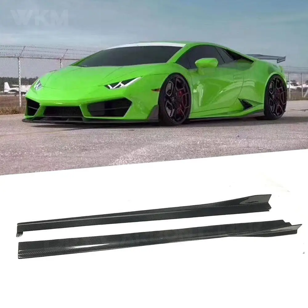 

2 шт., сухое углеродное волокно, черный материал, боковые юбки, комплекты кузова, чехол для Lamborghini LP580 LP610, защита бампера, волокно, стекло FRP