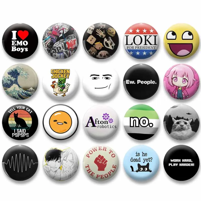 I Love Emo Boys Button Pins Custom Smiley Face Brooch Creative Funny Quotes Badge Clothes Backpack Jewelry Gift for Kids Friends