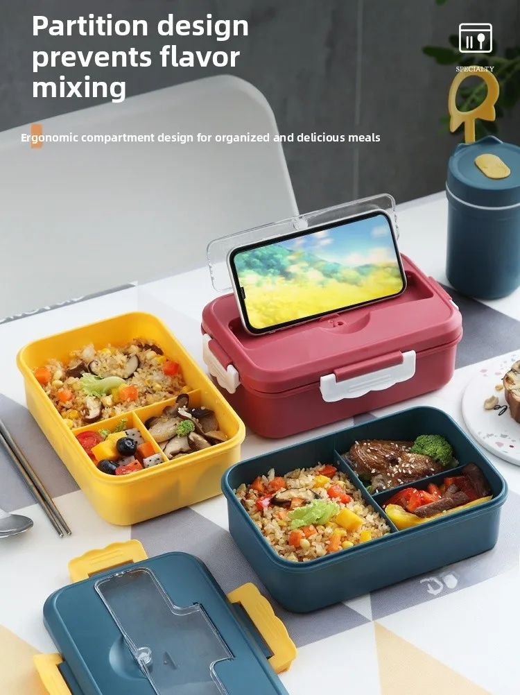 Microwave Safe Lunch Box Student Office Worker Special Low Fat Diet Meal Container with Dividers Insulated Pink Girl Style view 2