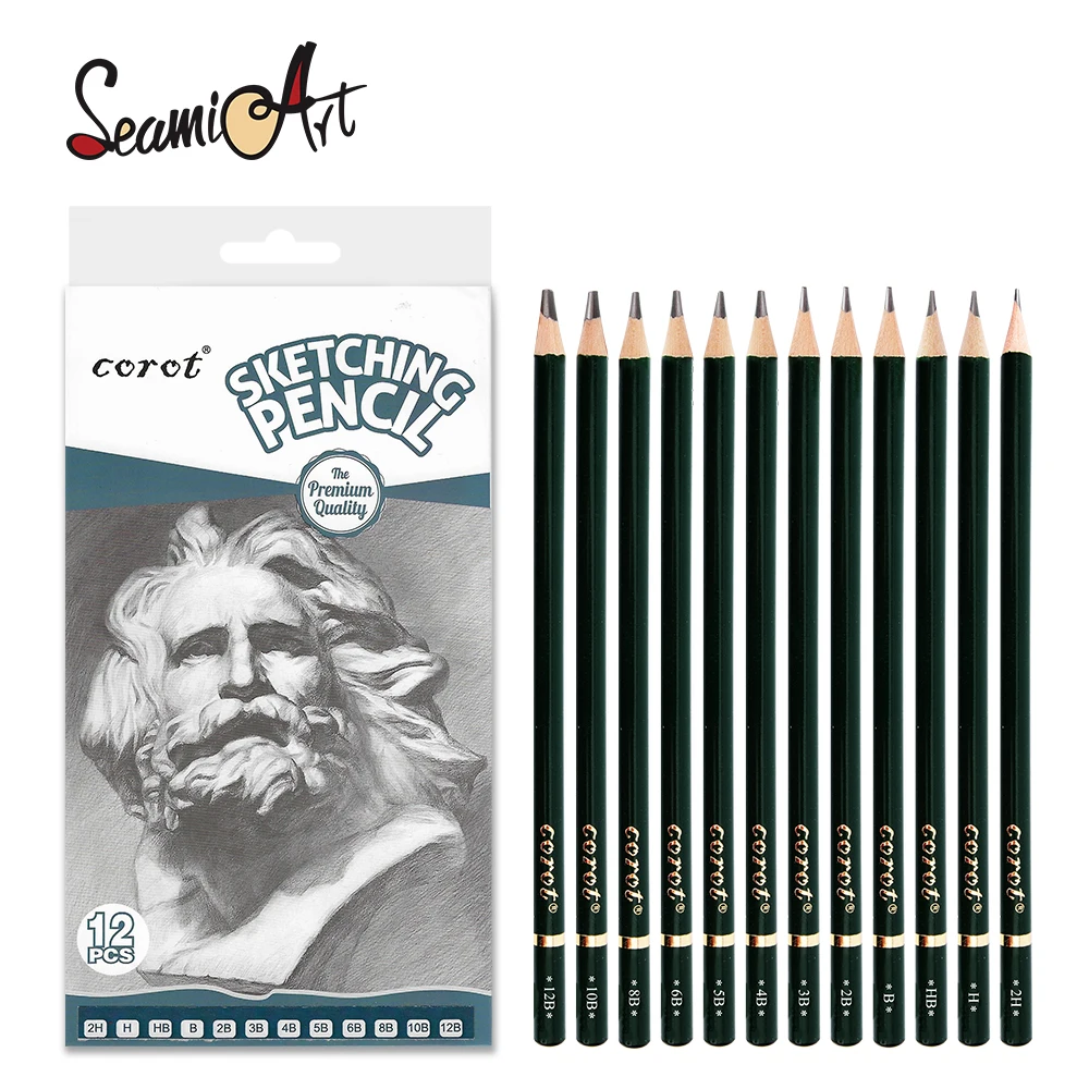 

Corot Black Sketch Pencil Set for School Office Stationery Supplies 2H H HB B 2B 3B 4B 5B 6B 8B 10B 12B Standard Pencils