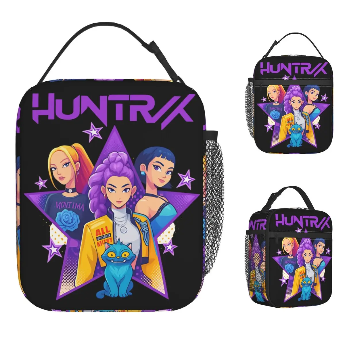 huntrix-meninas-kpop-demon-hunters-almoco-saco-lazer-lancheira-piquenique-sacos-de-almoco-termico-para-adulto-a-prova-dwaterproof-agua-impressao-saco-termico