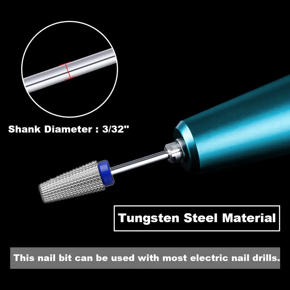 5 in 1 Multi-function Tapered Shape Straight Cut Nail drill bit, Use for Left and Right Handed Professional Carbide Tungsten Bit