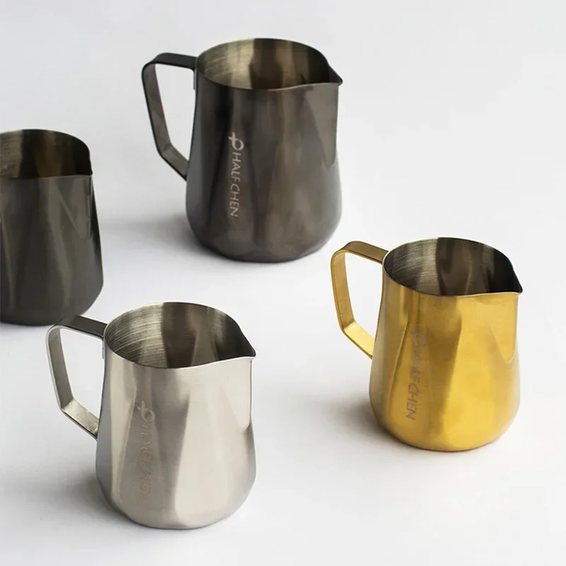 Coffee Milk Frothing Pitcher, Water Droplet Vortex Design Pouring Jug, Creamer Cup for Espresso Latte Art