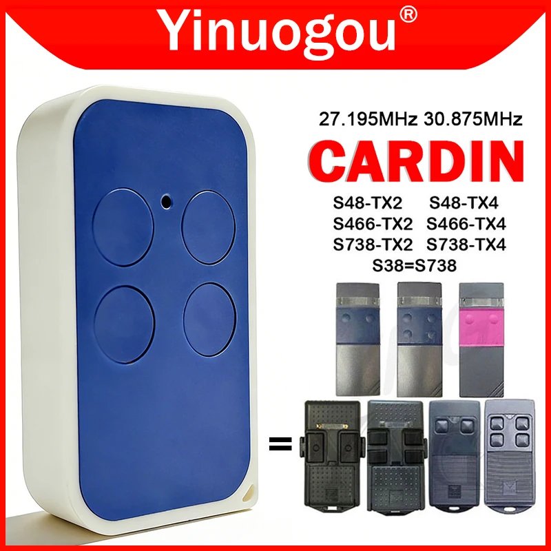 CARDIN S48-TX2 S48-TX4 S466-TX2 S466-TX4 S738-TX2 S738-TX4 télécommande de porte de Garage 27.195MHz 30.875MHz remplacement de Code fixe