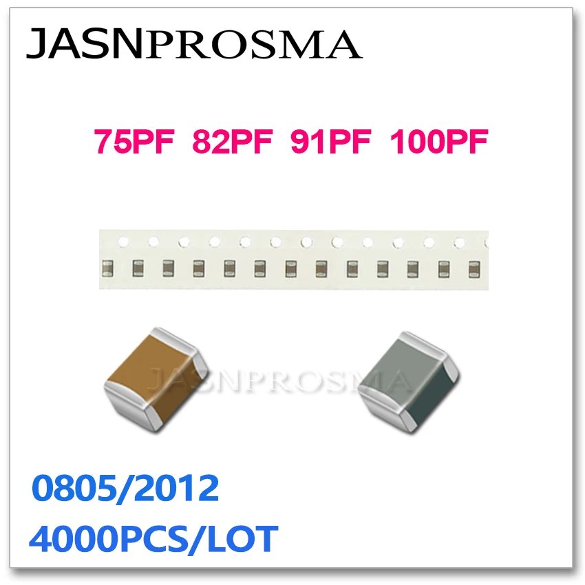 Jasnprosma X7R 0805 2012 cog/npo 100PF เก็บประจุ82PF 91PF 75PF 5% jasnprosma 4000ชิ้น101 J 50V SMD คุณภาพสูง