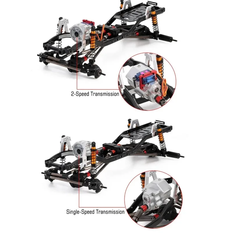 313mm Wheelbase Metal Chassis Frame with Front Shift Transmission for Axial SCX10 90046 RC Rock Crawler