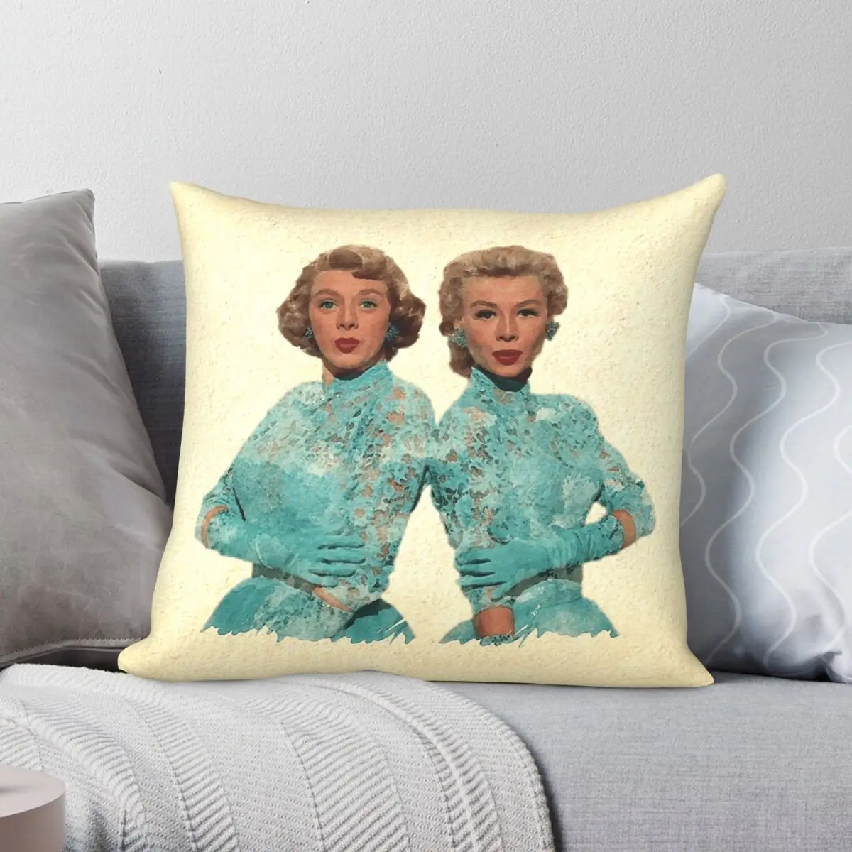 White Christmas Sisters Pillowcase Polyester Linen Velvet Creative Zip Decor Throw Pillow Case Bed Cushion Cover
