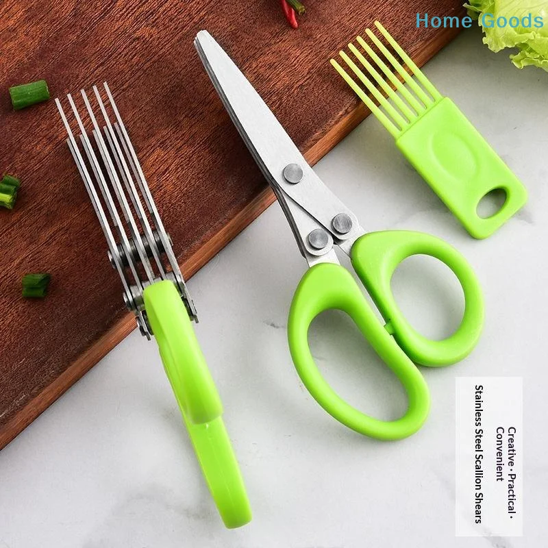 preferredMultifunctional 3/5 Layer Stainless Steel Kitchen Scissors Sharp Scallion Cutter for Home Kitchen Daily Food Prep