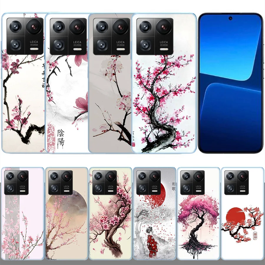 Cherry Blossom Tree Clear Luxury For Xiaomi Mi 13 12 12T Pro 11 Ultra 11T 11i 10 10T 9 9T 8 Lite 6X 5X A3 CC9E A2 A1 Phone Cover