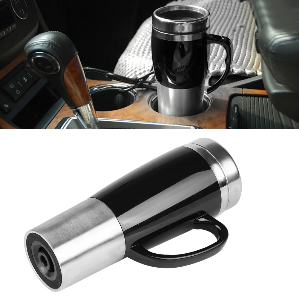 12V 24V Car Electric Kettle Stainless Steel Inner Tank Electric Heating Car Car Cup Cup Hot 450ml Heating Thermos Water Cup