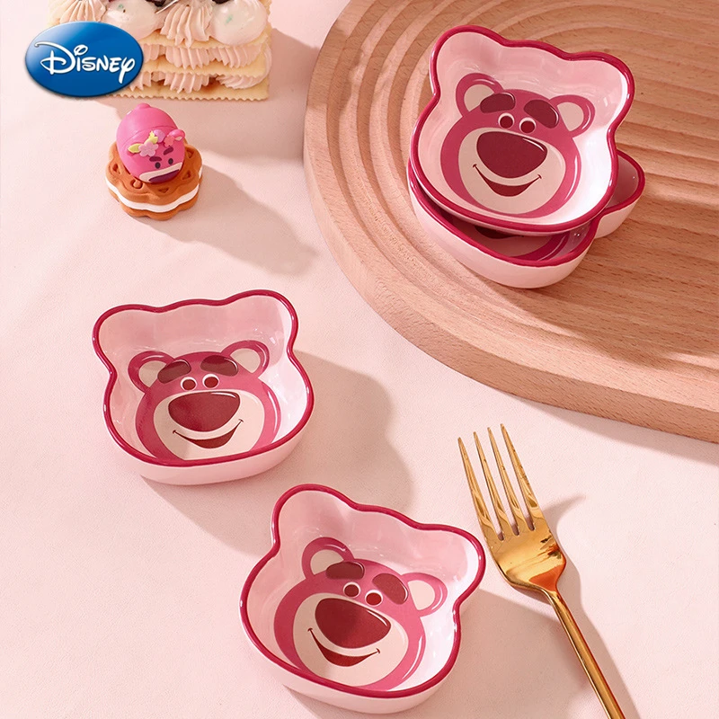 

Disney Lotso Ceramic Side Dish Snack Dish Seasoning Dipping Bowl Cartoon Strawberry Bear Kawaii Household Soy Sauce Vinegar Dish