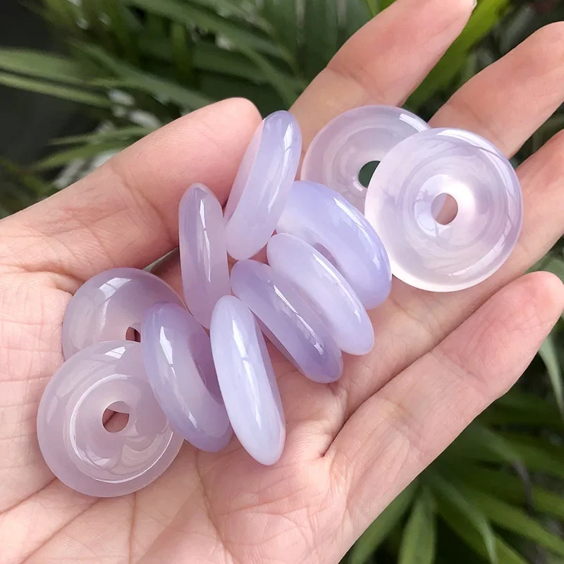 Natural Permeating Ice Purple Doughnut Agate Chalcedony Beads Accessories DIY Bracelet Jewellery Fashion Hand-Carved Lucky Gift