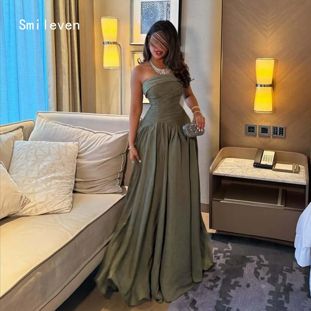 

Smileven Luxury Straight Shining Prom Dress Sleeveless Evening Gowns Pleat Strapless Formal Occasion Dress Customized 2026