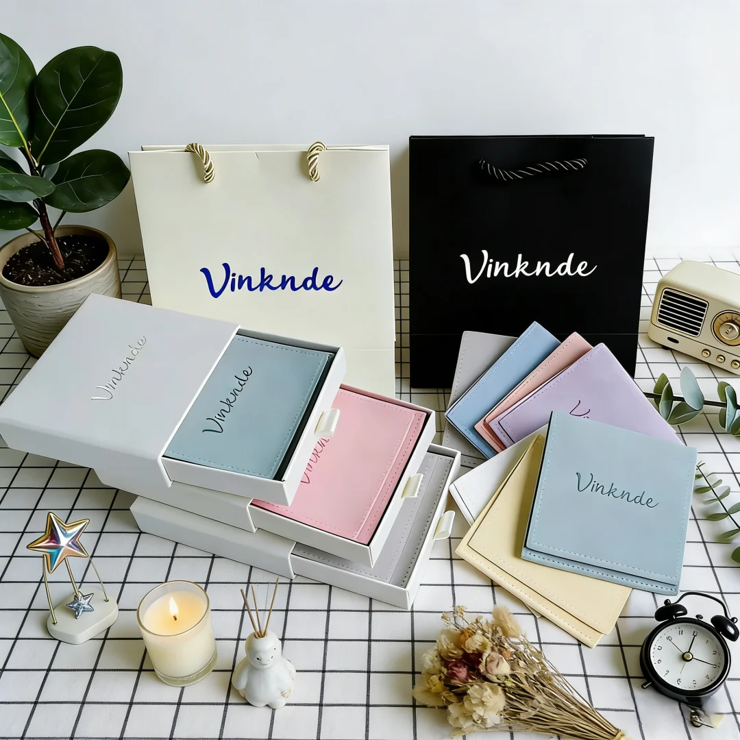 Caja de Regalo para Joyería Beige, Bolsa de Papel, Bolsitas de Microfibra Tipo Gamuza, Cajas con Logotipo Personalizado para Organizar Anillos, Aretes y Pulseras