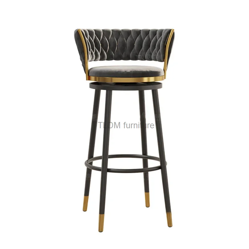 

Nordic Luxury Bar Chairs Luxury Rotating Home Kitchen High Stool Designer Restaurant High Back Chair Modern Bar Furniture A B