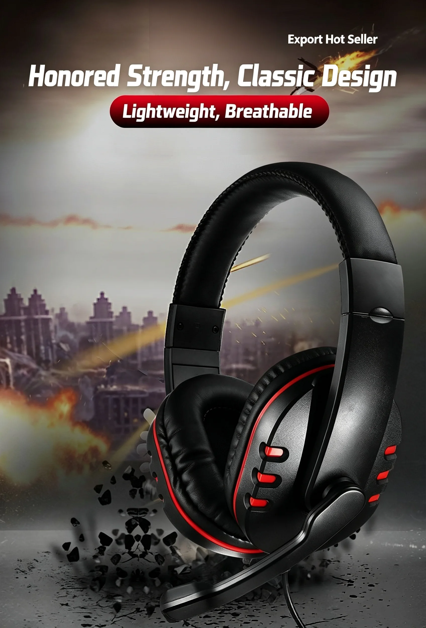 Wired Over-Ear Gaming Headset, 3.5mm Jack, with Mic & Inline Control, Breathable Earpads for PC Gaming