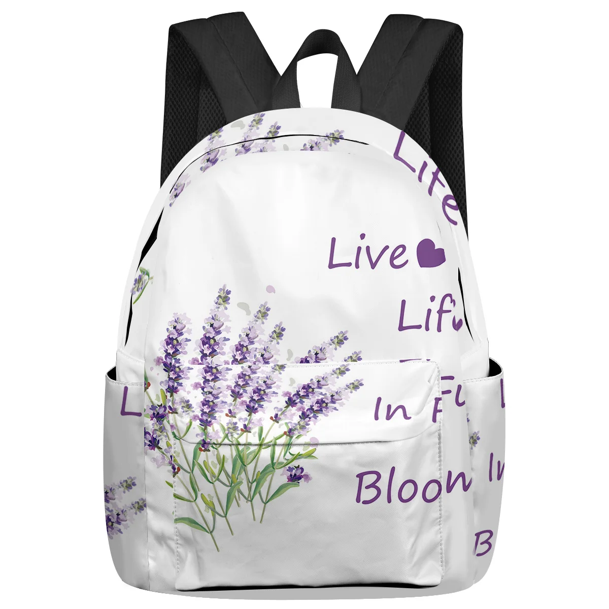 

Lavender Love The Life You Live Women Man Backpacks Waterproof School Backpack For Student Boys Girls Laptop Bags Mochilas