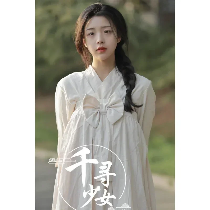 Autumn Japanese Style White Bowknot Kimono Chinese Style Clothes Women Traditional Fairy Cosplay Photoshooting Costumes Vestidos