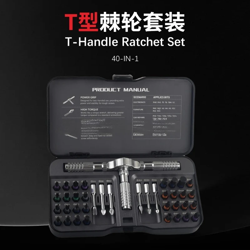 40-in-1 Precision Ratchet Screwdriver Set, Household Repair Disassembly Tools for Computer, Furniture & Toy