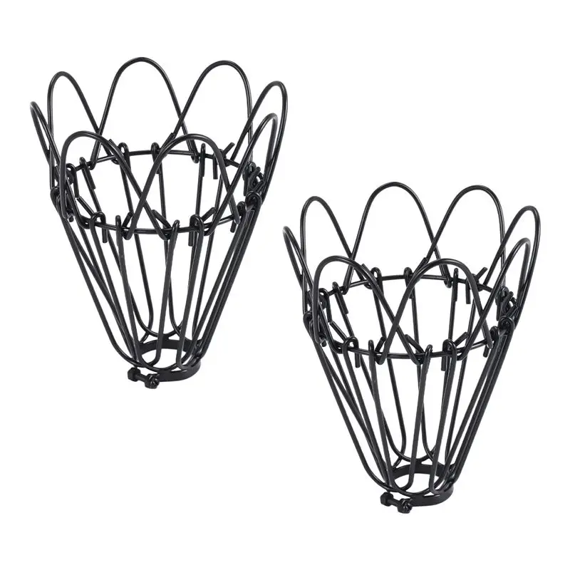 A27F-Adjustable Wire Cage Lampshade, 2 Pack Metal Bird Cage Bulb Guard Island Pendant Lighting Fixture Drop Lamp Holder