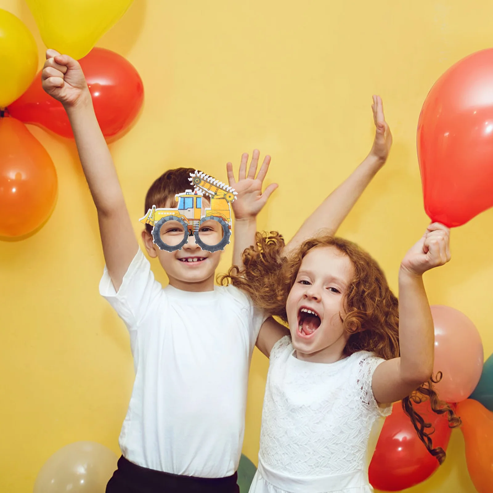 

6 Pairs Construction Vehicle Glasses Party Eyeglasses Eyewear Car Shape Prop Festival