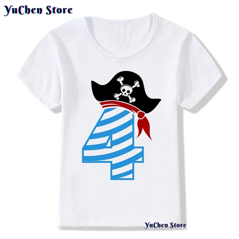 Happy Birthday Skull Pirate 5 6 7 Year Old Graphic T-shirts Boy T-shirt Boys-Clothing Kids Clothes Girls Shirts Children T-shirt