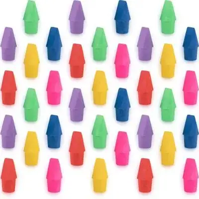 

50pcs Pencil Protective Lids Tpr Soft Caps For School Students Stationery Supplies Eraser Covers Office Pencil Extenders